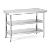 Royal Catering Delovna miza s centralno jekleno delovno ploščo, 3 nivoji, 120 x 60 cm, nosilnost do 600 kg