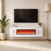 vidaXL Električni kamin Bela 155 x 30 x 44 cm Inženirski les