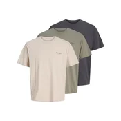 JACK & JONES Majica JJEARCHIVE bež/temno siva/kaki