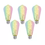 Komplet 5 Pametne zatemljive LED žarnice E27 ST64 RGBW 4W 250lm 2700K