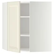 METOD Ugaoni zidni element s policama, bela/Bodbyn prljavobela, 68x80 cm