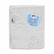 XKKO Organic BIO bombažna frotirna brisača s kapuco, 90x90 - White Stars