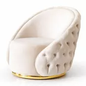 Casa Padrino Luxury Chesterfield Armchair Cream/Gold 100 cm - Luxury Chesterfield Furniture