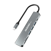Adapter 6in1 Dudao A15S USB-C to 3x USB, 1x USB-C, SD/TF (gray)