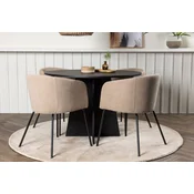 Venture Design Jedilna miza in stol komplet Bootcut Berit miza 110x75 cm stol 55x78x55 cm črna bež