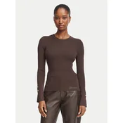 Guess Bluza W6YR09 Z0948 Temno rjava Slim Fit