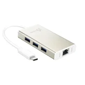 j5create JCH471 USB-C® gigabitni ethernetni adapter s 3-vratnim zvezdiščem USB