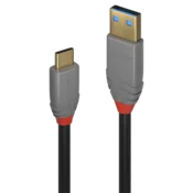 LINDY USB 3.2 Gen 2 kabel A na C, 5 A, 10 Gbps, muško-muško, 0,5 m, crni