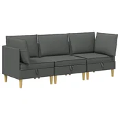 Vidaxl Modularni kavč s shranjevanjem 3 pcs Temno siva Blago