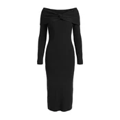 Trendyol Milla ženska haljina Carmen Collar Bodycone Ribbed Maxi Length Knitwear Dress Twoaw27El00012, crna