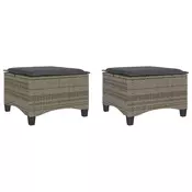 shumee vidaXL Vrtni stolčki z blazinami 2 kosa Grey 55x55x36 cm Poly Rattan