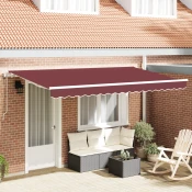 vidaXL Retraktilna tenda Burgundska rdeča in Bela