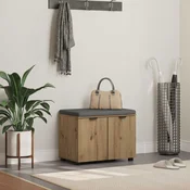 vidaXL Haldna klop z blazino z vrati Umetni hrast 60 x 38 x 46 cm