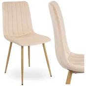 EH Stol FRESNO WOOD VELVET, oblazinjen v bež žamet