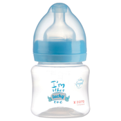 Polipropilenska bocica za hranjenje sa širokim otvorom s dudom Zizito - Little Angel, plava, 125 ml