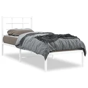 Vidaxl Kovinski posteljni okvir brez vzmetnice z vzglavjem 75x190 cm