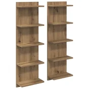 vidaXL Stenska polica 2 pcs Artisan hrast 30 x 15 x 100 cm