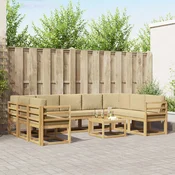 Set vanjskih sofa 10 pcs Bijela i bež 59 x 59 x 37 cm Poliester