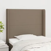 Vidaxl vidaXL Vzglavje postelje s krilci, sivo-rjavo, 93x16x118/128 cm, blago