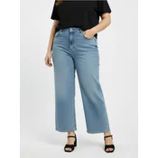 Sinsay - Wide leg farmerke sa ispranim efektom plus size - plava