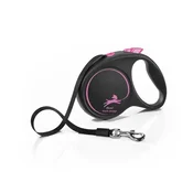 Flexi Leash Black Design M pas 5m črno-rožnate barve