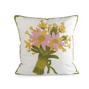 Vzglavnik z vezenimi cvetovi 45x45 cm - kremasta najlažja. roza (2 kosa)