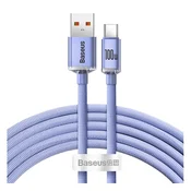 BASEUS CRYSTAL SHINE USB kabel za prijenos podataka - Type-C, 120 cm, ljubicasta CAJY000405