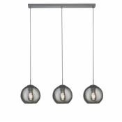 Searchlight 1623-3SM - Lestenec na vrvici PENDANT 3xE27/40W/230V siva