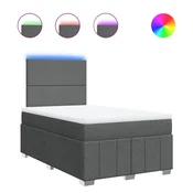 Vidaxl Box spring postelja z vzmetnico temno siva 120x190 cm blago