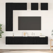 Set TV komoda Zidne 8 pcs Crni hrast Konstruirano drvo