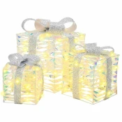 Poklonska kutija 3 pcs Topla bijela 20 x 20 x 20 cm PET