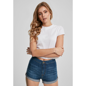 Womens T-shirt with cropped ribs in white