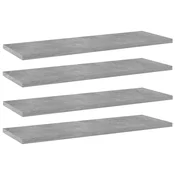 Police za knjige 4 kom siva boja betona 60x20x1,5 cm od iverice