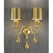Casa Padrino luxury Art Deco double wall lamp gold 40 x 18 x H. 55 cm - Elegant wall lamp with aluminum lampshades - Luxury wall lights - Luxury quality - Made in Italy
