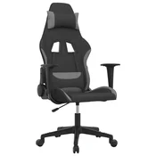 Vidaxl Masažni gaming stol črno in svetlo sivo blago