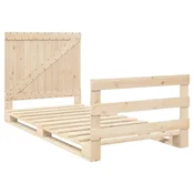 Vidaxl Posteljni okvir z vzglavjem 100x200 cm trdna borovina
