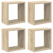 Vidaxl Stenske police kockaste 4 kosi sonoma hrast 26x15x26 cm