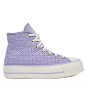 Modne superge Converse Chuck Taylor All Star Lift Platform Knit Kadin Mor A13644C Vijolična