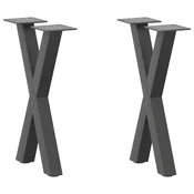 Noge za klub stolic u obliku slova X, 2 kom, antracit, 28 x (42-43) cm, celik