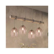 Brilagi - Viseči lestenec na kablu WOOD GLASS 4xE27/60W/230V borovica/siva/dimno bež