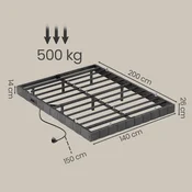 Songmics Posteljni okvir 200x140x26 cm siva