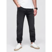 Ombre Mens denim joggers with asymmetrical stitching - blue