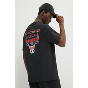 Bombažna kratka majica New Era moška, črna barva, CHICAGO BULLS