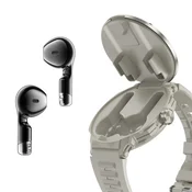 INF 2-v-1 TWS pametna ura z ušesnimi slušalkami, Bluetooth 5.3, NFC Silver, (5000310159)
