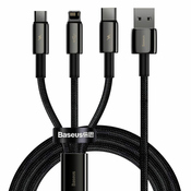 Kabel USB kabel 3u1 Baseus Tungsten Gold, USB na micro USB / USB-C / Lightning, 3,5A, 1,5m (crni) (6953156204973)