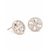 Tory Burch Naušnice Logo Circle Stud Earring 11165518 Srebrna