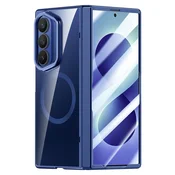 GS Prozoren ovitek za Samsung Galaxy Z Fold 8 Ultra, s stojalom in steklom za zunanji zaslon, za MagSafe, moder okvir