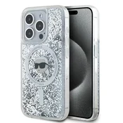 Karl Lagerfeld Etui Karl Lagerfeld Liquid Glitter Karl Head MagSafe za iPhone 15 Pro - prozorno