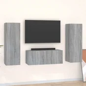 vidaXL Komplet TV omaric 3-delni siva sonoma inženirski les