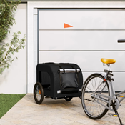 Vidaxl Kolesarska prikolica za psa črna oxford blago železo
